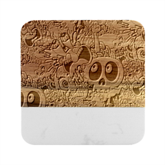 Crazy Illustrations & Funky Monster Pattern Marble Wood Coaster (square) by Ket1n9