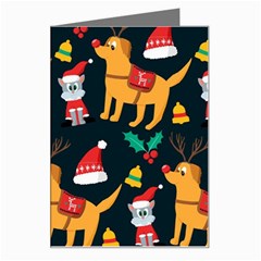 Funny Christmas Pattern Background Greeting Card by Ket1n9