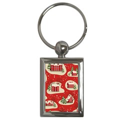 Christmas New Year Seamless Pattern Key Chain (rectangle) by Ket1n9