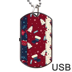 Flat Design Christmas Pattern Collection Art Dog Tag Usb Flash (one Side) by Ket1n9