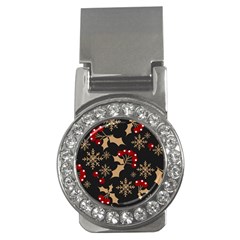 Christmas Pattern With Snowflakes Berries Money Clips (cz)  by Ket1n9