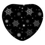 Christmas Snowflake Seamless Pattern With Tiled Falling Snow Heart Glass Fridge Magnet (4 pack)