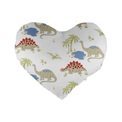 Dinosaur Art Pattern Standard 16  Premium Flano Heart Shape Cushions by Ket1n9
