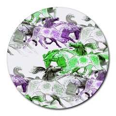 Horse-horses-animal-world-green Round Mousepad by Ket1n9
