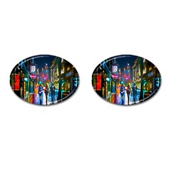 Abstract-vibrant-colour-cityscape Cufflinks (oval) by Ket1n9