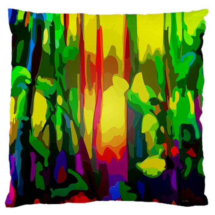 Abstract-vibrant-colour-botany Large Premium Plush Fleece Cushion Case (One Side)