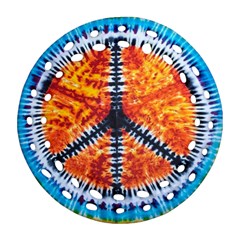 Tie Dye Peace Sign Round Filigree Ornament (two Sides) by Ket1n9