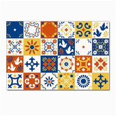 Mexican-talavera-pattern-ceramic-tiles-with-flower-leaves-bird-ornaments-traditional-majolica-style- Postcard 4 x 6  (pkg Of 10) by Ket1n9