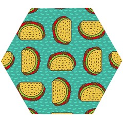 Taco-drawing-background-mexican-fast-food-pattern Wooden Puzzle Hexagon by Ket1n9