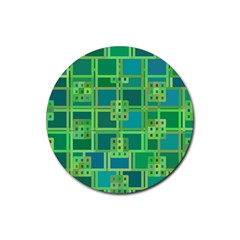 Green-abstract-geometric Rubber Coaster (round) by Ket1n9