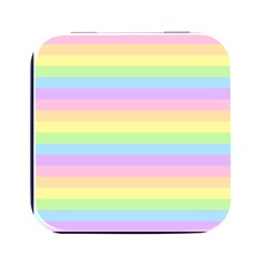 Cute Pastel Rainbow Stripes Square Metal Box (black) by Ket1n9