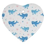 Seamless-pattern-with-cute-sharks-hearts Ornament (Heart)