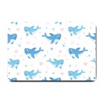 Seamless-pattern-with-cute-sharks-hearts Small Doormat