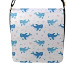 Seamless-pattern-with-cute-sharks-hearts Flap Closure Messenger Bag (L)