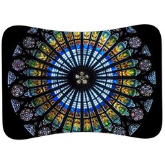 Stained Glass Rose Window In France s Strasbourg Cathedral Velour Seat Head Rest Cushion by Ket1n9