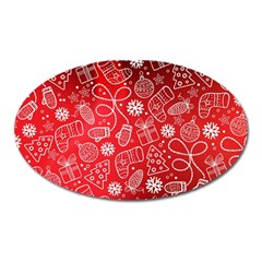 Christmas Pattern Red Oval Magnet by Grandong