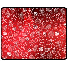 Christmas Pattern Red Two Sides Fleece Blanket (medium) by Grandong