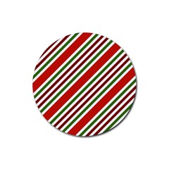 Christmas-color-stripes Rubber Coaster (round) by Grandong