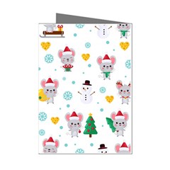 Christmas-seamless-pattern-with-cute-kawaii-mouse Mini Greeting Cards (pkg Of 8) by Grandong