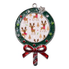 Christmas-seamless-pattern-with-reindeer Metal X mas Lollipop With Crystal Ornament