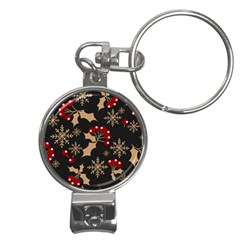 Christmas-pattern-with-snowflakes-berries Nail Clippers Key Chain by Grandong