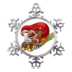 Funny Santa Claus Christmas Metal Large Snowflake Ornament by Grandong