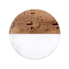 Christmas-themed-seamless-pattern Classic Marble Wood Coaster (round)  by Grandong