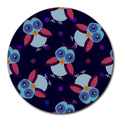 Owl-pattern-background Round Mousepad by Grandong
