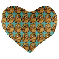 Seamless Cute Colourfull Owl Kids Pattern Large 19  Premium Heart Shape Cushions by Grandong