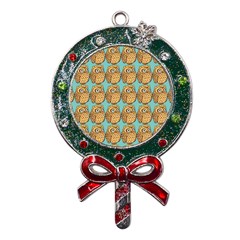 Owl-pattern-background Metal X mas Lollipop With Crystal Ornament