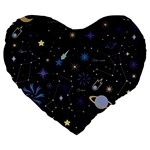 Starry Night  Space Constellations  Stars  Galaxy  Universe Graphic  Illustration Large 19  Premium Flano Heart Shape Cushions Front