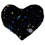 Starry Night  Space Constellations  Stars  Galaxy  Universe Graphic  Illustration Large 19  Premium Flano Heart Shape Cushions Back