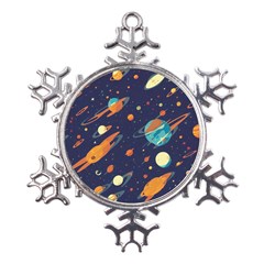 Space Galaxy Planet Universe Stars Night Fantasy Metal Large Snowflake Ornament