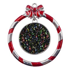 Illustration Universe Star Planet Metal Red Ribbon Round Ornament by Grandong
