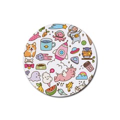 Set-kawaii-doodles -- Rubber Round Coaster (4 Pack) by Grandong