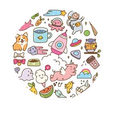 Set-kawaii-doodles -- Mini Round Pill Box (pack Of 5)