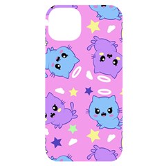 Seamless Pattern With Cute Kawaii Kittens Iphone 14 Plus Black Uv Print Case