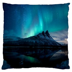 Aurora Borealis Mountain Reflection Large Cushion Case (one Side) by Grandong