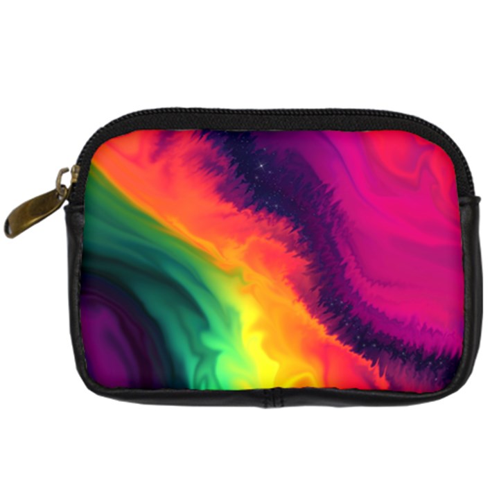 Rainbow Colorful Abstract Galaxy Digital Camera Leather Case