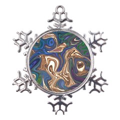 Pattern Psychedelic Hippie Abstract Metal Large Snowflake Ornament by Ravend