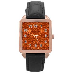 Floral Time In Peace And Love Rose Gold Leather Watch  by pepitasart