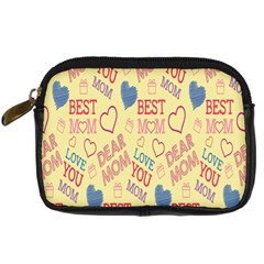 Love Mom Happy Mothers Day I Love Mom Graphic Pattern Digital Camera Leather Case by Vaneshop