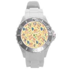 Love Mom Happy Mothers Day I Love Mom Graphic Pattern Round Plastic Sport Watch (l) by Vaneshop
