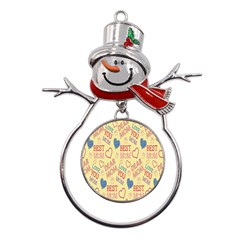 Love Mom Happy Mothers Day I Love Mom Graphic Pattern Metal Snowman Ornament by Vaneshop