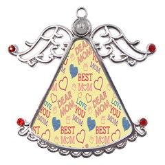 Love Mom Happy Mothers Day I Love Mom Graphic Pattern Metal Angel With Crystal Ornament by Vaneshop