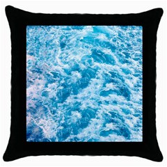 Blue Ocean Wave Texture Throw Pillow Case (black) by Jack14
