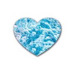 Blue Ocean Wave Texture Rubber Coaster (heart) by Jack14