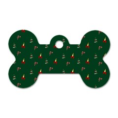Christmas Green Pattern Background Dog Tag Bone (one Side) by Pakjumat