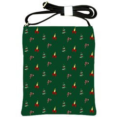 Christmas Green Pattern Background Shoulder Sling Bag by Pakjumat