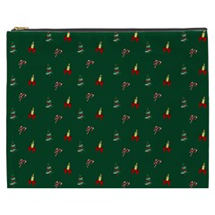 Christmas Green Pattern Background Cosmetic Bag (xxxl) by Pakjumat